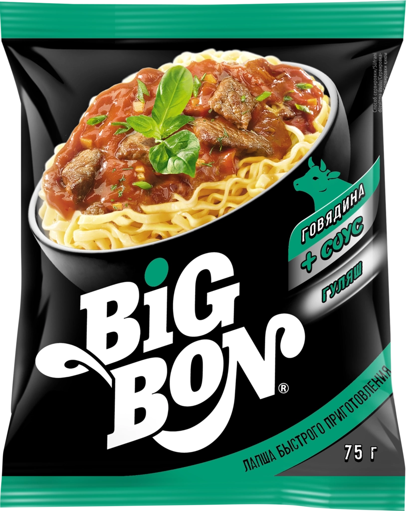 Лапша BIGBON Говядина и соус гуляш